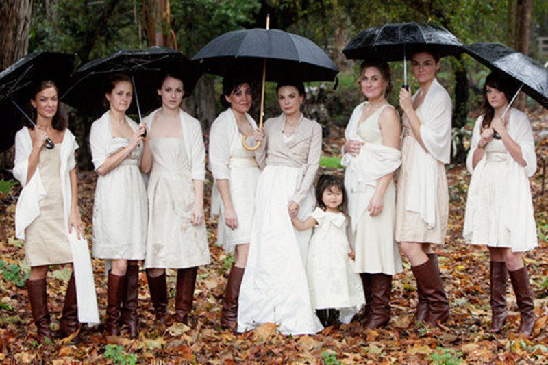 white pashminas match the neutral bridesmaid dresses and keep the gals comfortable, not too hot