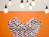 a large heart on the wall fully made of your couple’s Polaroids is a very creative wedding or venue backdrop