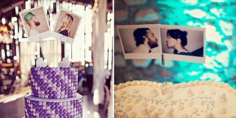 Top your wedding cake with your fun Polaroids, it's a great way to personalize it easily