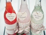 fresh lemonade bottles with cute tags are cool drinkable wedding favors for a spring or summer wedding