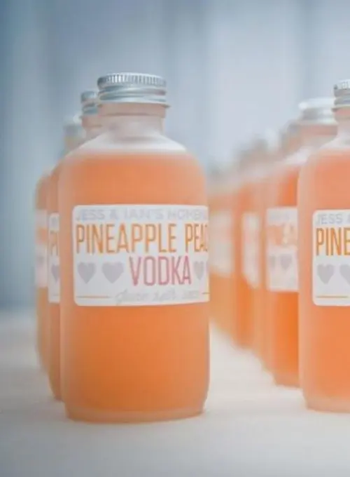 pineapple peach vodka is a cool and creative alcohol idea to drink up at the wedding or after it