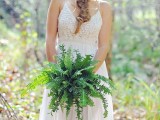 a fern wedding bouquet is a perfect idea for a woodland bride, it’s easy to compose and won’t break your budget