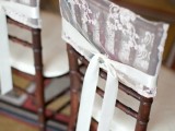stained chairs with white lace covers and ribbons look chic, vintage-like and elegant