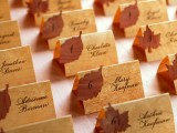 paper cards with fall leaves are nice for a fall wedding, make as many as you want