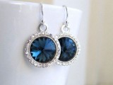 elegant navy and silver statement earrings for the bride or bridesmaids