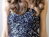 a navy bridesmaid dress with silver sequins is a cool idea for a navy and silver wedding
