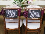 a black chalkboard sign with calligraphy like this one will beautifully accent your wedding chairs