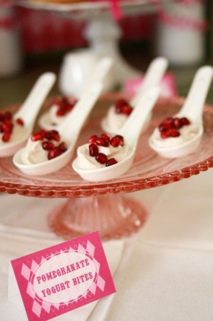 pomegranate yogurt bites are delicious wedding appetizers for a fall wedding, they can be easily DIYed