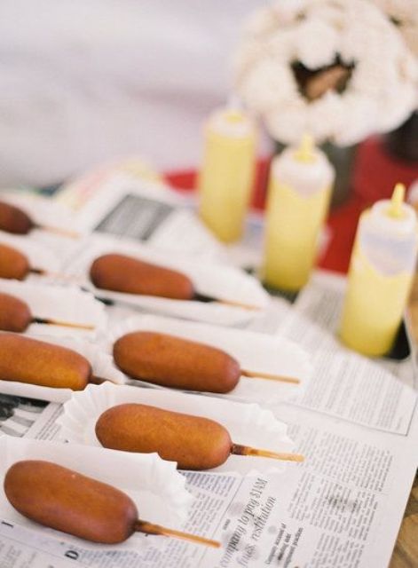 corn dogs are another fast food inspired snack idea that will please the crowd