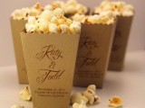 boxes with fresh popcorn – salted or sweet – can be a nice snack idea for a wedding