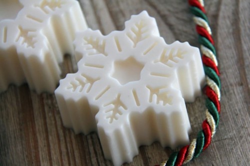 snowflake-shaped white chocolate is amazing for winter or Christmas wedding favors