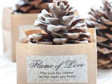 pinecone firestarters in paper boxes are fantastic as fall or winter wedding favors and are cool for embracing the season