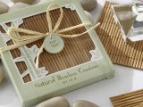 natural bamboo coasters are great wedding favors for many types of weddings, they are useful and everybody needs them