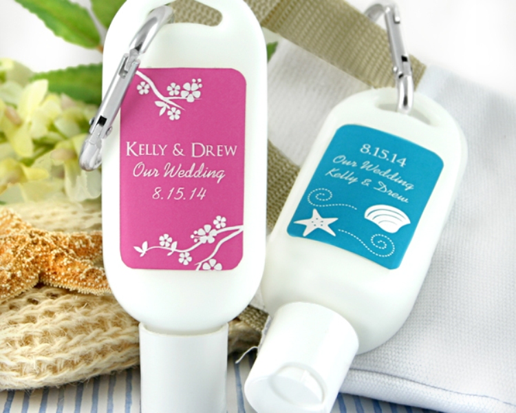 Mini sunscreen packs are always cool wedding favors as many guests can forget about having some on, and it's essential