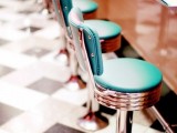 such colorful retro stools can be a nice idea for a retro wedding