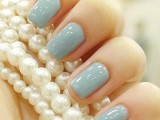 an ice blue wedding manicure will be a nice idea for a bride or bridesmaid in winter