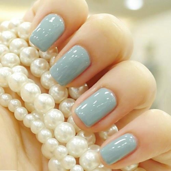 An ice blue wedding manicure will be a nice idea for a bride or bridesmaid in winter