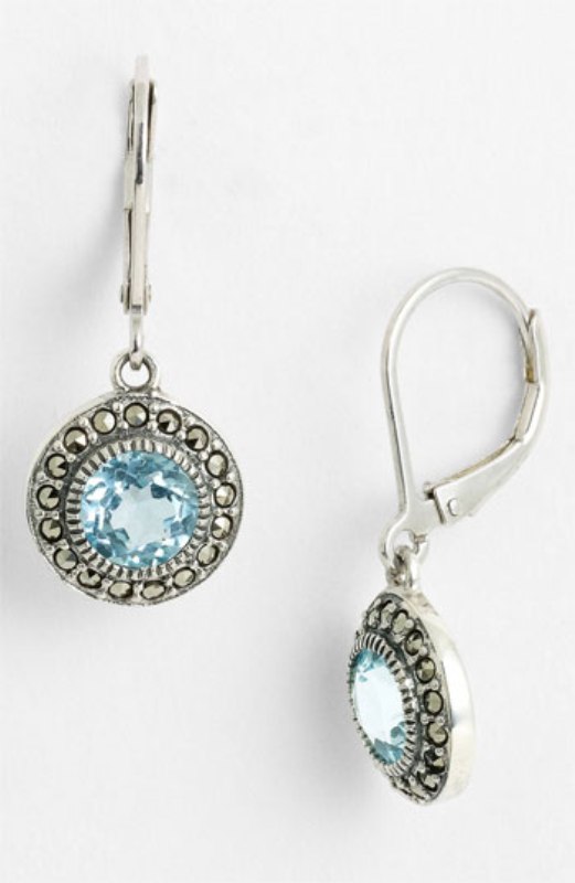 Sivler earrings with ice blue rhinestones are beautiful accessories or jewelry for a bride or bridesmaid