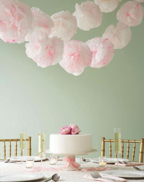 Picture Of Hanging Paper Pompoms Decor Ideas For Your Wedding
