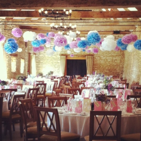 30 Hanging Paper Pompoms Decor Ideas For Your Wedding