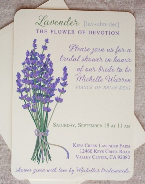 wedding invitations with lilac painted are super romantic and beautiful
