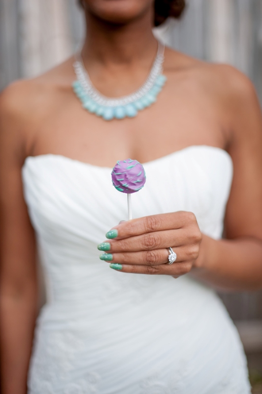 Mint nails, a purple and mint cake pop for a cool wedding shot   looks so bright and so summer like