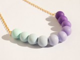 a creative mint and purple ombre necklace for a bride or bridesmaid is a nice idea for a bright touch
