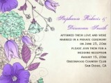 a bright purple and mint floral print wedding invitation is a nice option for a sping or summer wedding