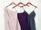 a purple, blush and grey mini dresses for bridesmaids, include a mint one and here you go