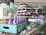 a purple, lavender and mint wedding candy bar is super bright, fun and cool, with lots of amazing sweets