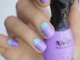 a stunning mint and purple color block wedding manicure is a bold touch to the bridal or bridesmaid look