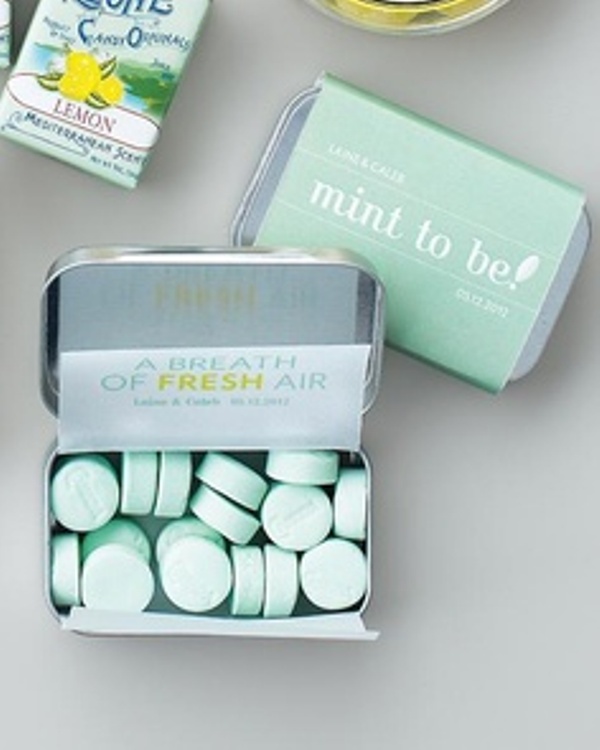 A box of mints is a nice wedding favor or a part of an emergency kit for bridesmaids and groomsmen