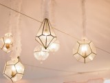 faceted geometric pendant lamps are cool modern lights and they will accent a modern or art deco wedding venue