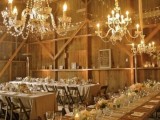 romantic vintage chandeliers paired with some lights are great to give timeless elegance to the space