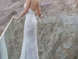 a romantic strapless sheath lace wedding dress with an open back is all you need for a wow look