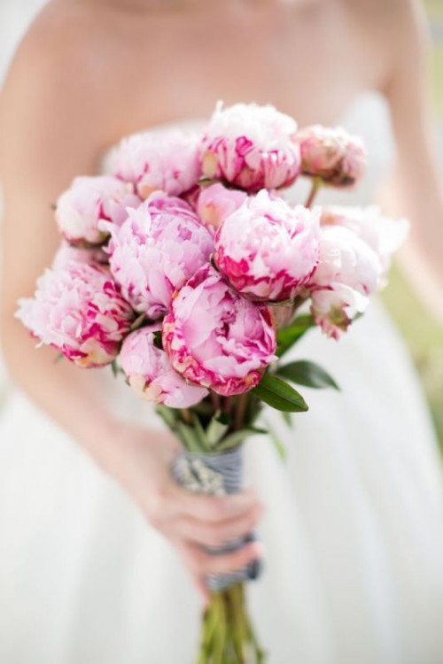 a romantic pink peony wedding bouquet is a lovely solution for a spring or summer wedding and is easy to compose