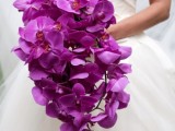 a real radiant orchid cascading wedding bouquet will spruce up your look with color and make it ultimate