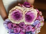 a bold purple wedding bouquet from lavender to purple and radiant orchid for a bright radiant orchid wedding
