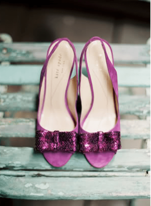 radiant orchid wedding shoes with sequin bows are really chic and bold and will make your look more colorful and interesting