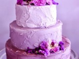 a textural radiant orchid wedding cake topped with matching blooms is a fantastic idea of a wedding dessert
