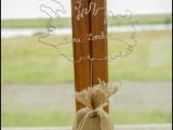 a burlap sack with a wire topper that shows off the map of Iceland is a lovely idea – pack your wedding favors in such sacks