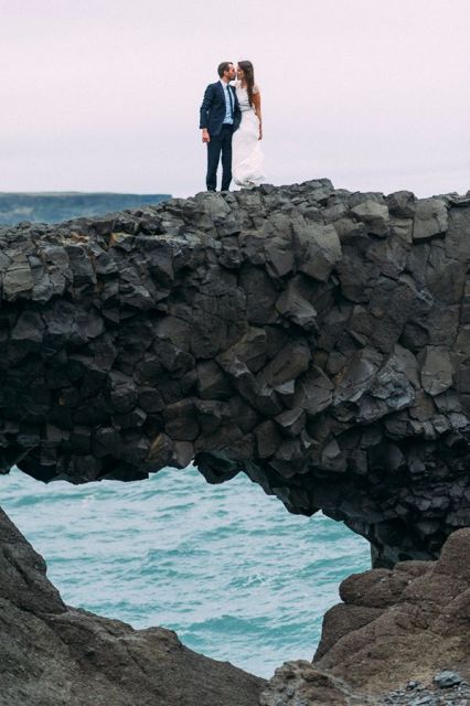 bold Icelandic landscape is a gorgeous place to take pics and make your wedding portraits