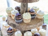 a rustic tiered cupcake stand is great for a rustic or woodland wedding, you can DIY it easily