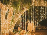 curtains and canopies of string lights make your wedding reception space much cooler, cozier and lovelier and create a cool ambience