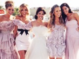 mismatched light pink bridesmaid dresses are a very girlish and chic idea for any chic wedding