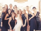 mismatching navy bridesmaid dresses are gorgeous for a nautical or seaside wedding