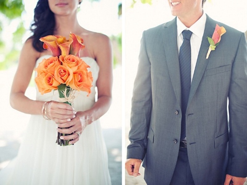 orange roses and orange callas are amazing for a bright summer or fall wedding