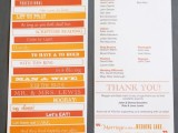 orange and red wedding stationery with modern lettering is a great idea for a lovely bright wedding