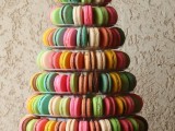 a lovely macarons tower for a wedding