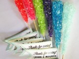 colorful sugar rock candies are amazing for a bold wedding with pop of color is a cool and fun idea